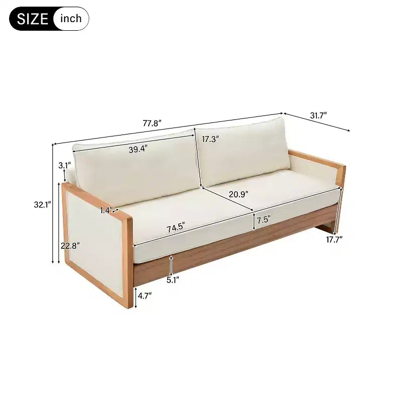 77.8'' Modern Chenille Upholstered 3-Seater Sofa