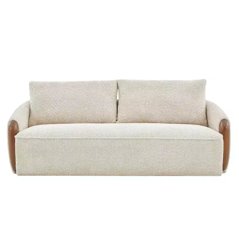 75-Inch Curved Upholstered Sofa with Wood Frame