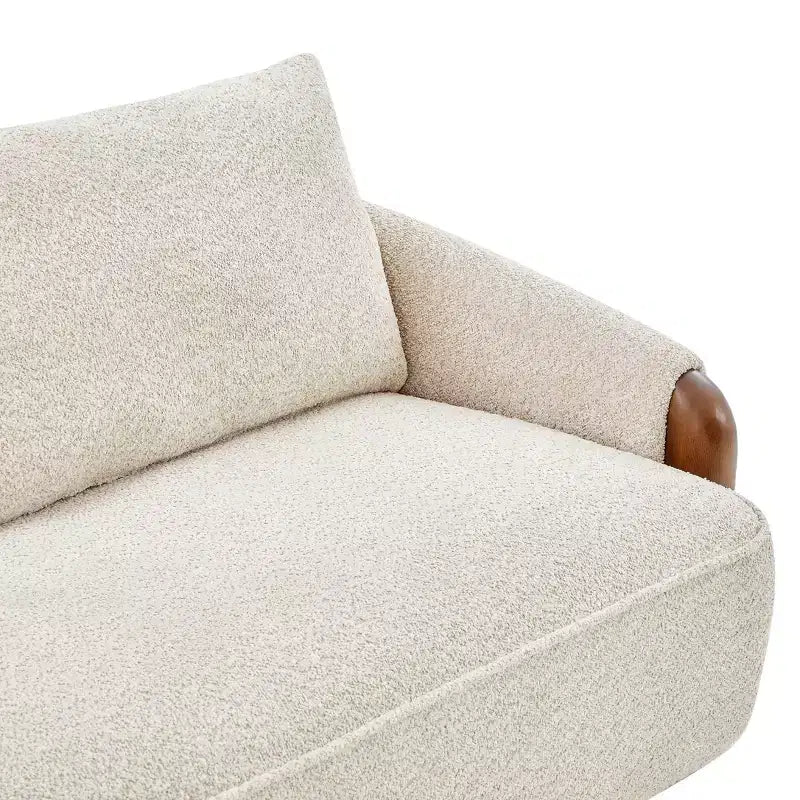 75-Inch Curved Upholstered Sofa with Wood Frame