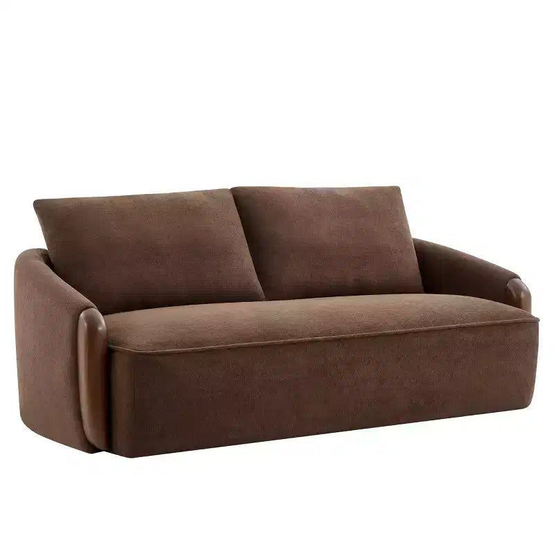 75-Inch Curved Upholstered Sofa with Wood Frame