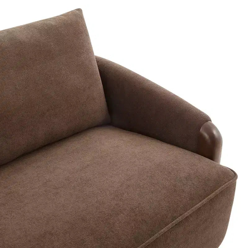 75-Inch Curved Upholstered Sofa with Wood Frame