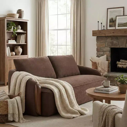 190.5 cm Curved Upholstered Sofa with Wood Frame
