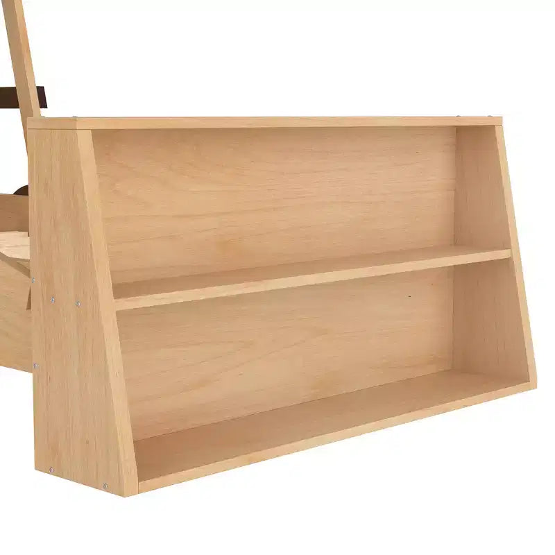 Twin Size Car Bed with Storage Shelves, Wood Platform Bed with Car-shape for Kids