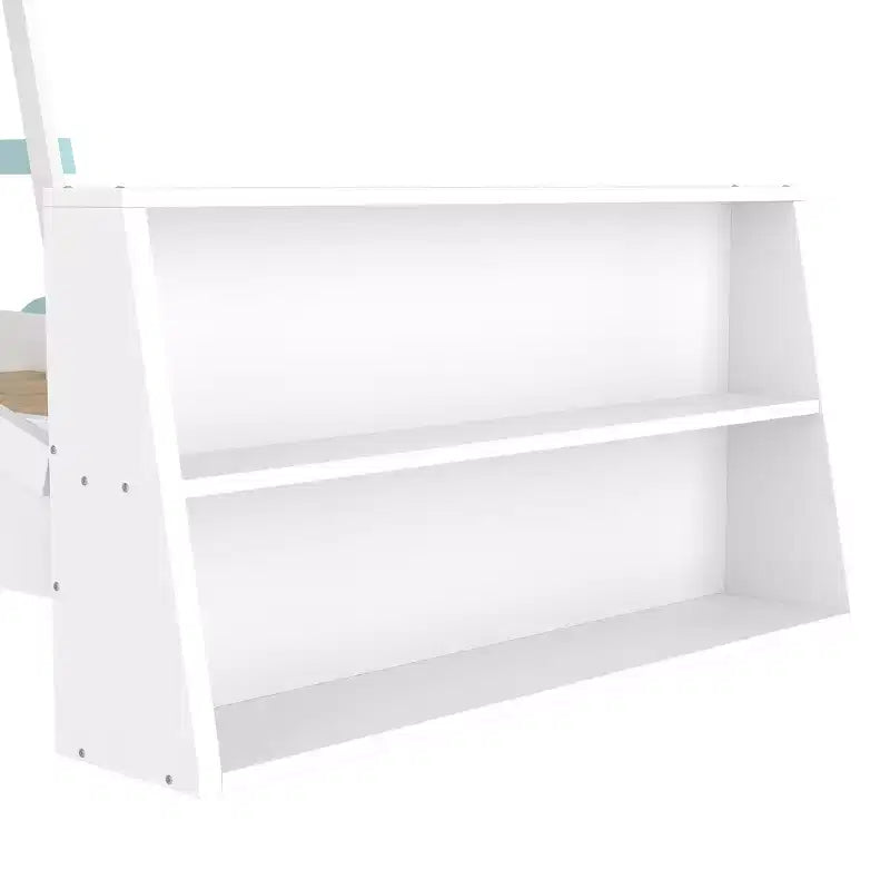 Twin Size Car Bed with Storage Shelves, Wood Platform Bed with Car-shape for Kids