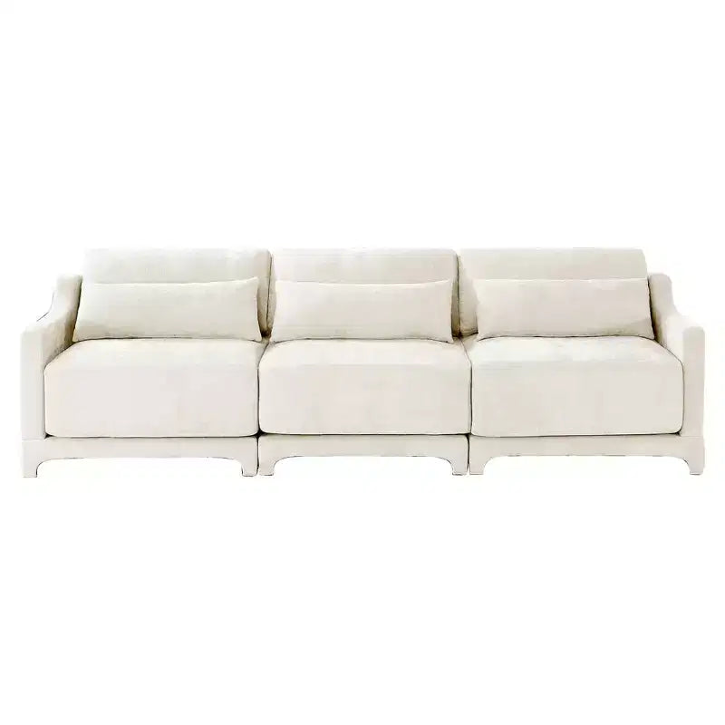 3-Seater Chenille Sofa with Lumbar Pillows, Modern Upholstered Couch for Living Room