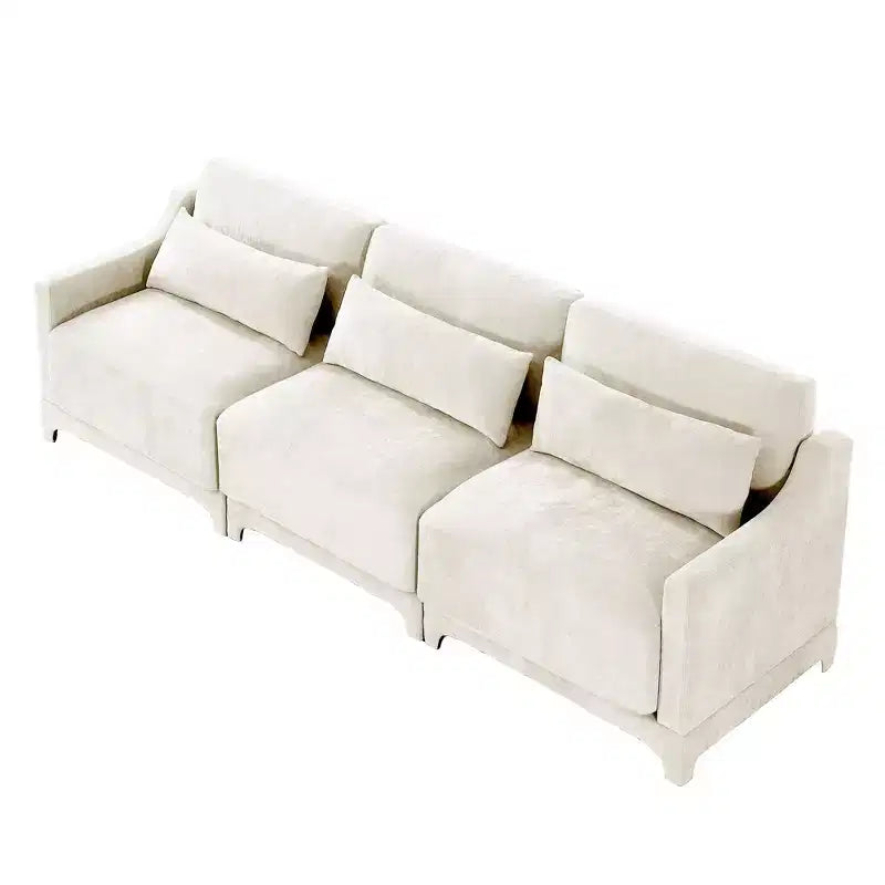 3-Seater Chenille Sofa with Lumbar Pillows, Modern Upholstered Couch for Living Room