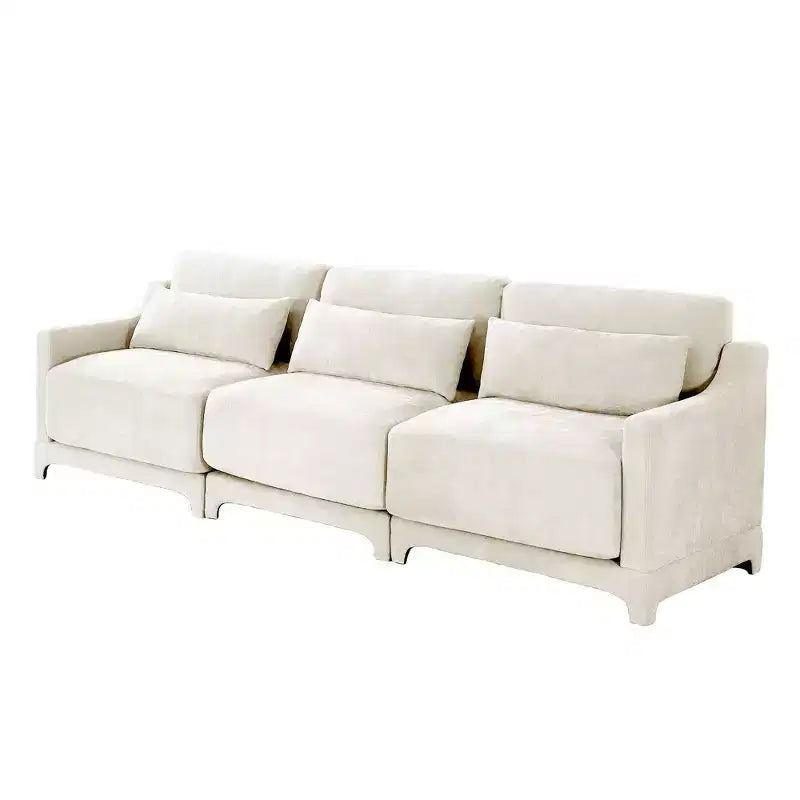 3-Seater Chenille Sofa with Lumbar Pillows, Modern Upholstered Couch for Living Room