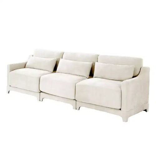 3-Seater Chenille Sofa with Lumbar Pillows, Modern Upholstered Couch for Living Room
