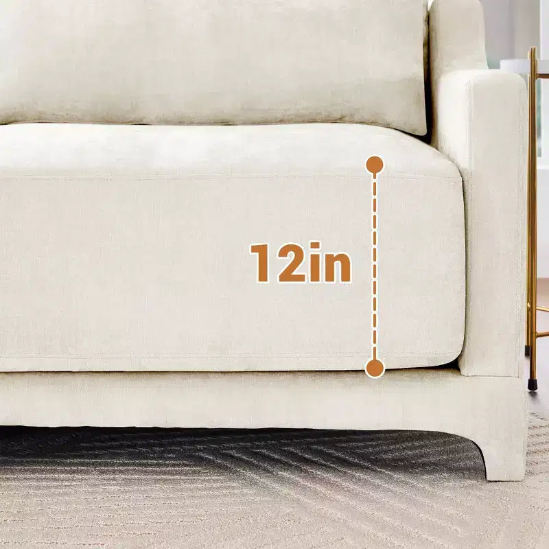 3-Seater Chenille Sofa with Lumbar Pillows, Modern Upholstered Couch for Living Room
