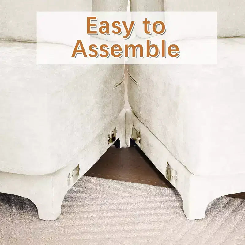 3-Seater Chenille Sofa with Lumbar Pillows, Modern Upholstered Couch for Living Room