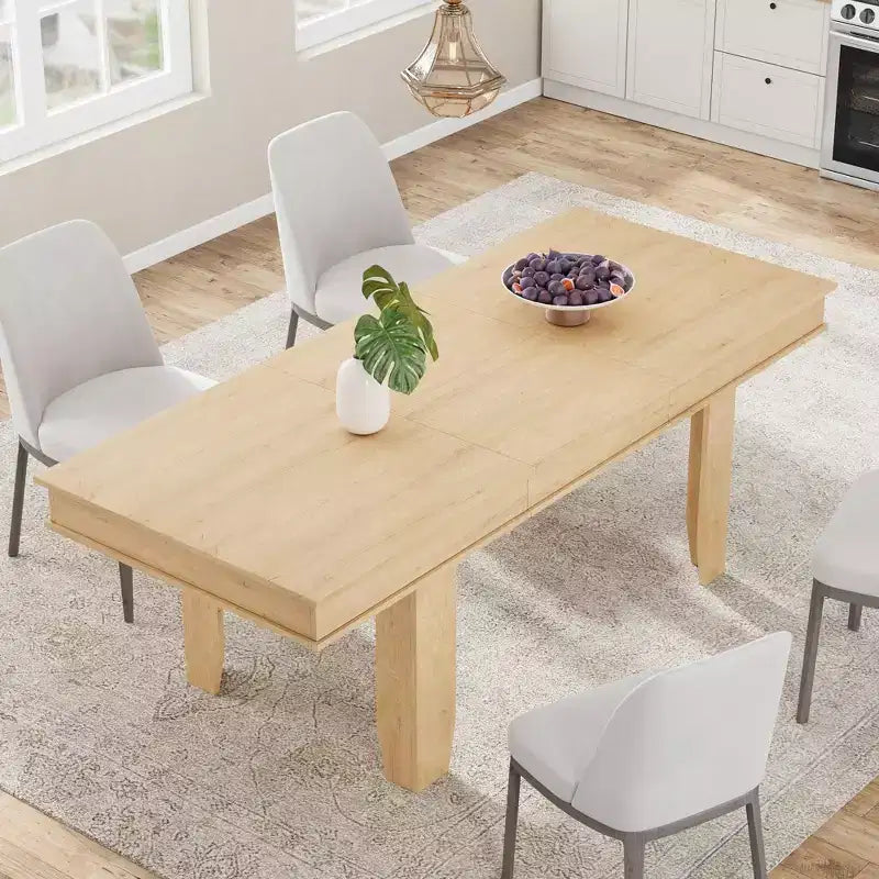 63 in-86.6 in Extendable Dining Room Table for 6-10, Kitchen Tables w/Wooden Sturdy Frame, Large Rectangular Dinner Table for Dining Room