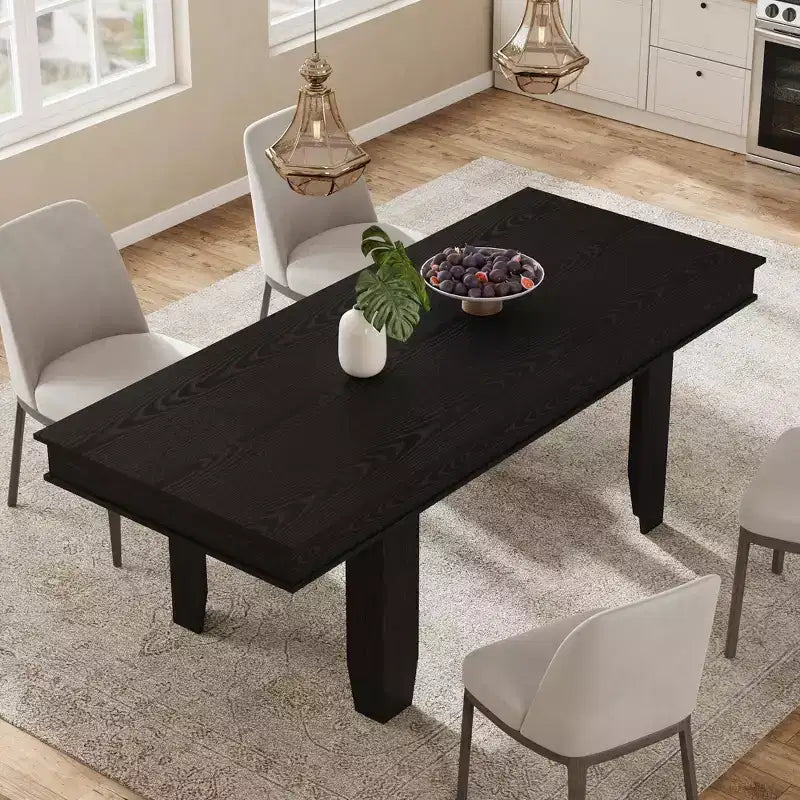 63 in-86.6 in Extendable Dining Room Table for 6-10, Kitchen Tables w/Wooden Sturdy Frame, Large Rectangular Dinner Table for Dining Room