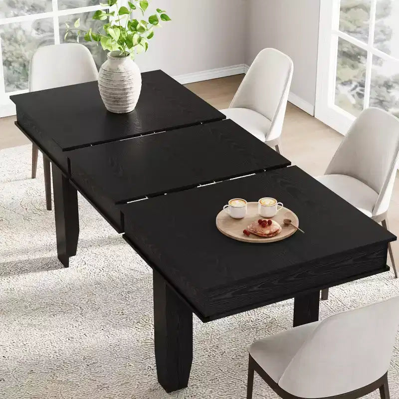 63 in-86.6 in Extendable Dining Room Table for 6-10, Kitchen Tables w/Wooden Sturdy Frame, Large Rectangular Dinner Table for Dining Room