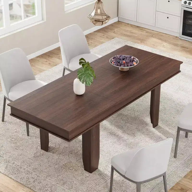 63 in-86.6 in Extendable Dining Room Table for 6-10, Kitchen Tables w/Wooden Sturdy Frame, Large Rectangular Dinner Table for Dining Room