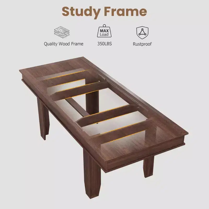 63 in-86.6 in Extendable Dining Room Table for 6-10, Kitchen Tables w/Wooden Sturdy Frame, Large Rectangular Dinner Table for Dining Room
