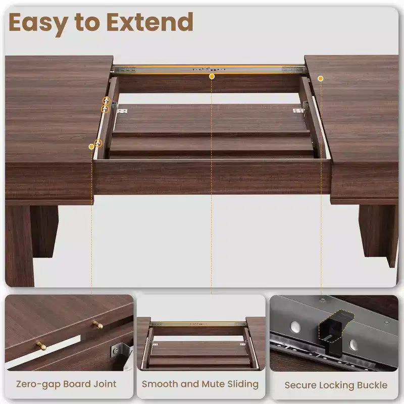 63 in-86.6 in Extendable Dining Room Table for 6-10, Kitchen Tables w/Wooden Sturdy Frame, Large Rectangular Dinner Table for Dining Room