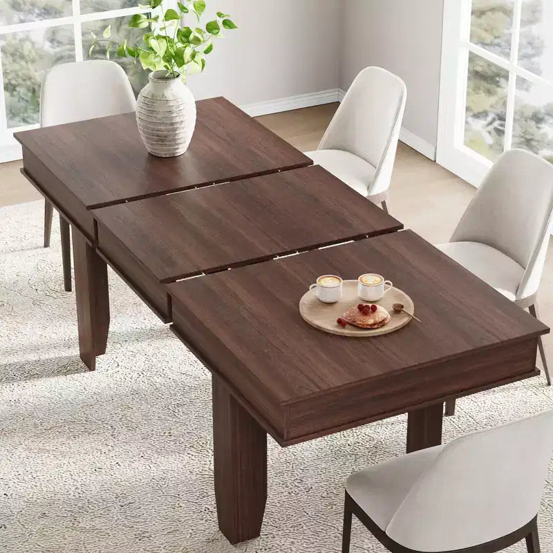 63 in-86.6 in Extendable Dining Room Table for 6-10, Kitchen Tables w/Wooden Sturdy Frame, Large Rectangular Dinner Table for Dining Room
