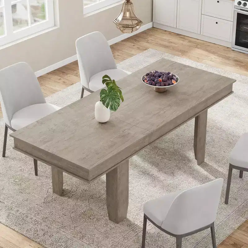 63 in-86.6 in Extendable Dining Room Table for 6-10, Kitchen Tables w/Wooden Sturdy Frame, Large Rectangular Dinner Table for Dining Room