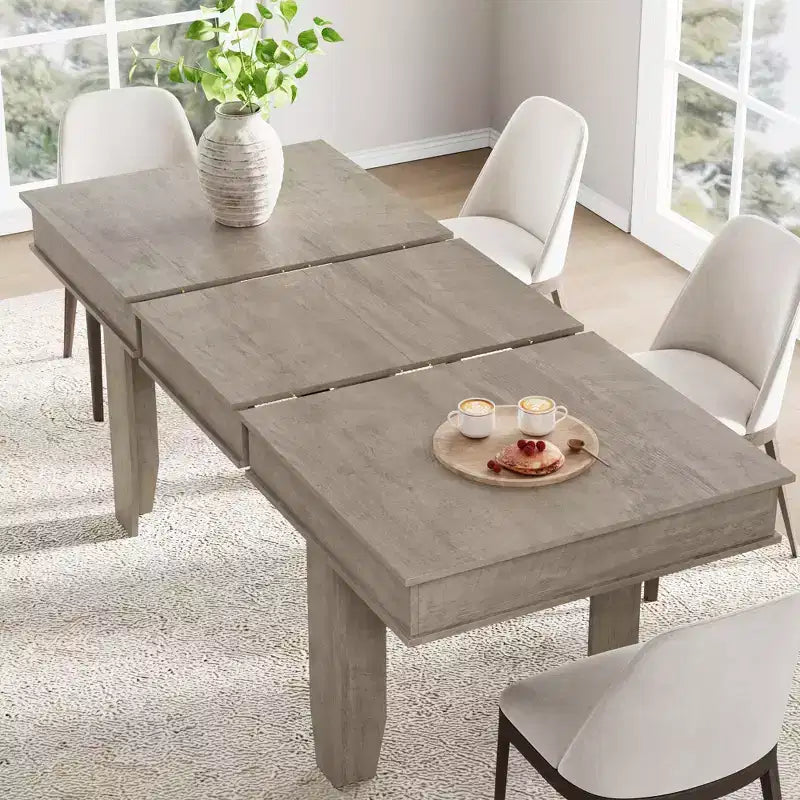 63 in-86.6 in Extendable Dining Room Table for 6-10, Kitchen Tables w/Wooden Sturdy Frame, Large Rectangular Dinner Table for Dining Room