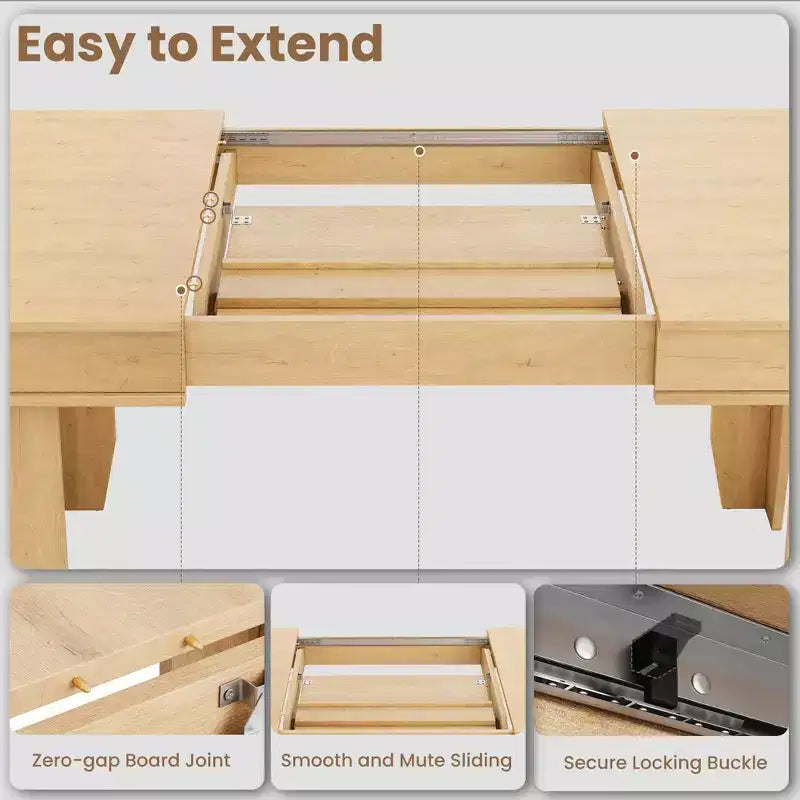63 in-86.6 in Extendable Dining Room Table for 6-10, Kitchen Tables w/Wooden Sturdy Frame, Large Rectangular Dinner Table for Dining Room
