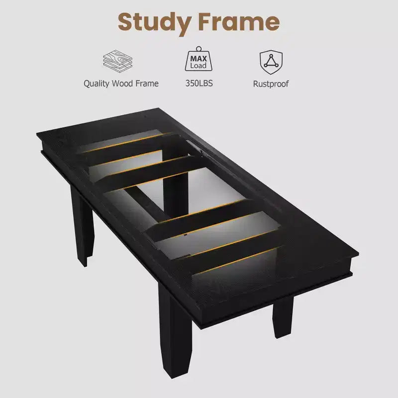 63 in-86.6 in Extendable Dining Room Table for 6-10, Kitchen Tables w/Wooden Sturdy Frame, Large Rectangular Dinner Table for Dining Room