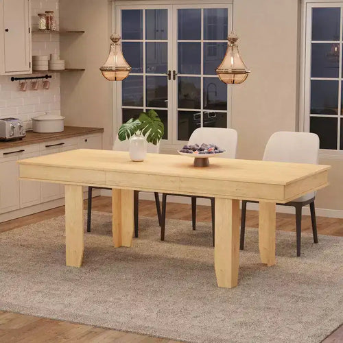 160–220 cm Extendable Dining Room Table for 6-10, Kitchen Tables w/Wooden Sturdy Frame, Large Rectangular Dinner Table for Dining Room
