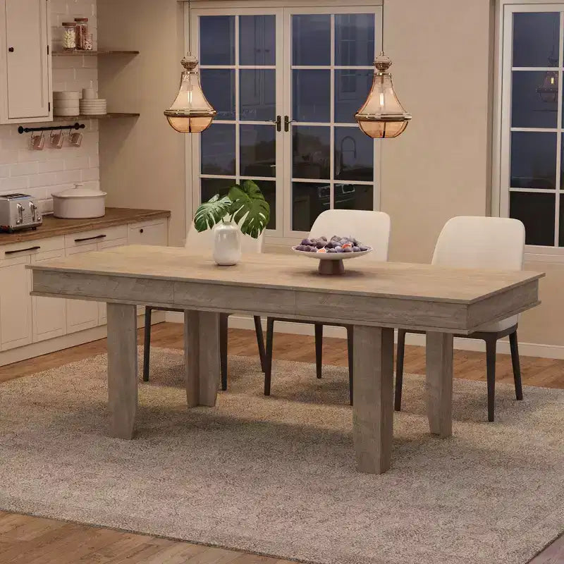 63 in-86.6 in Extendable Dining Room Table for 6-10, Kitchen Tables w/Wooden Sturdy Frame, Large Rectangular Dinner Table for Dining Room