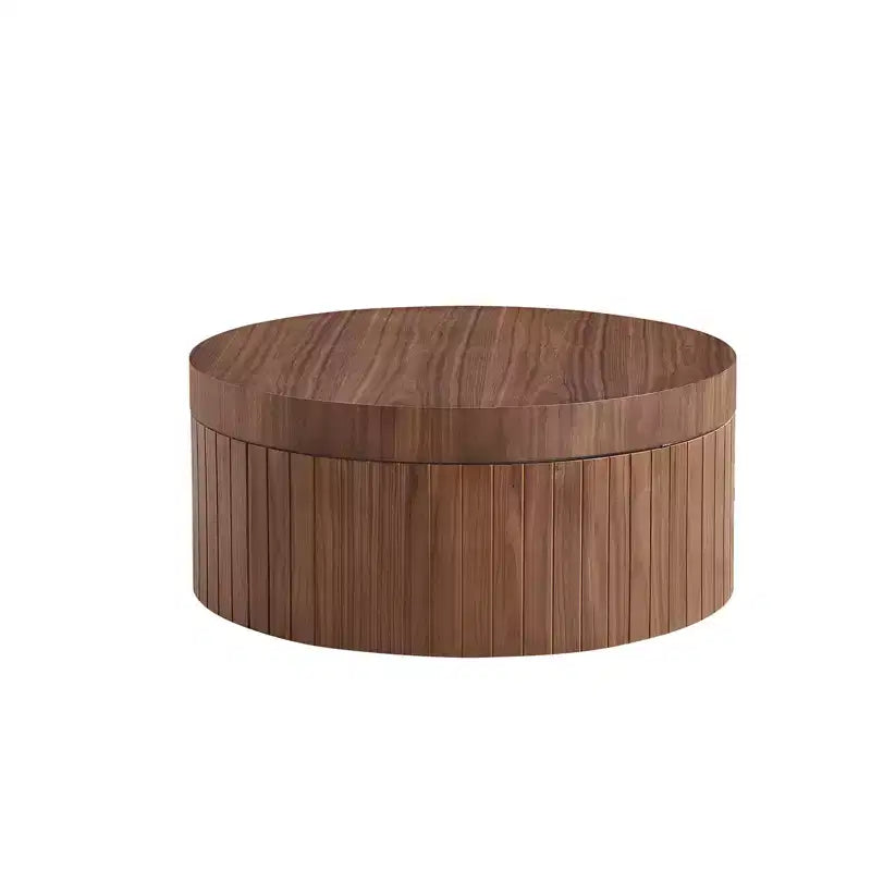 Modern Round Storage Coffee Table with Hidden Compartment
