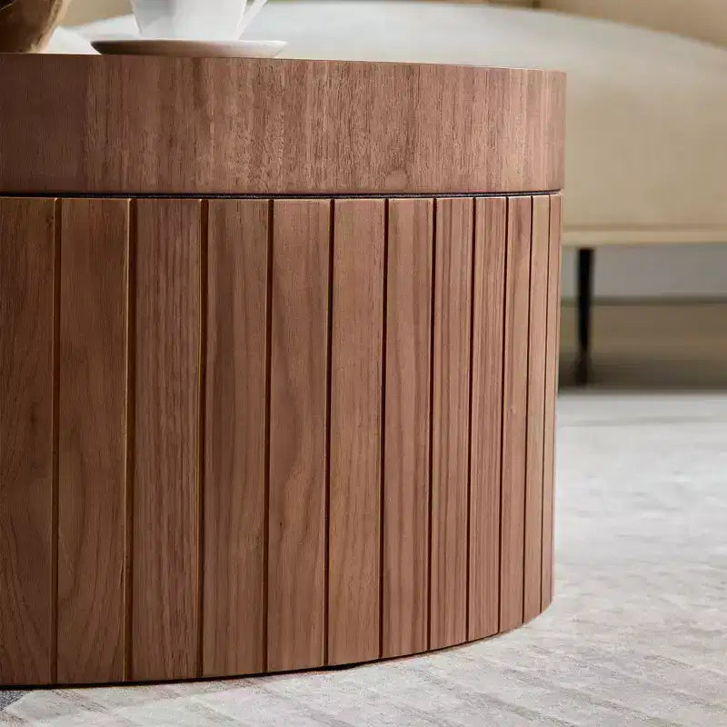 Modern Round Storage Coffee Table with Hidden Compartment