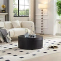 GDFStudio Caldrin Modern Round Storage Coffee Table with Hidden Compartment