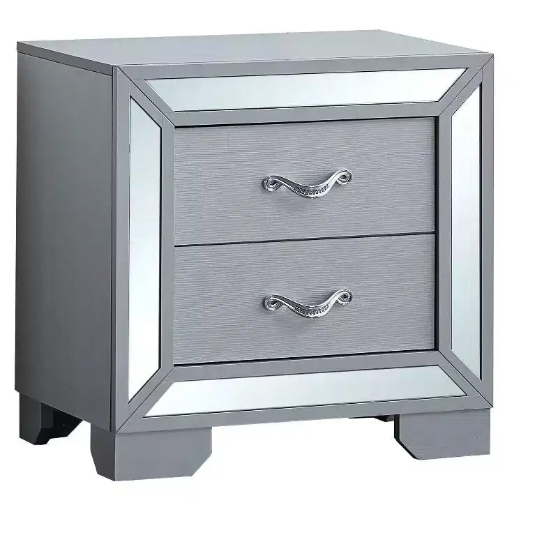 Silver 2-Drawer 24 in. W Nightstand
