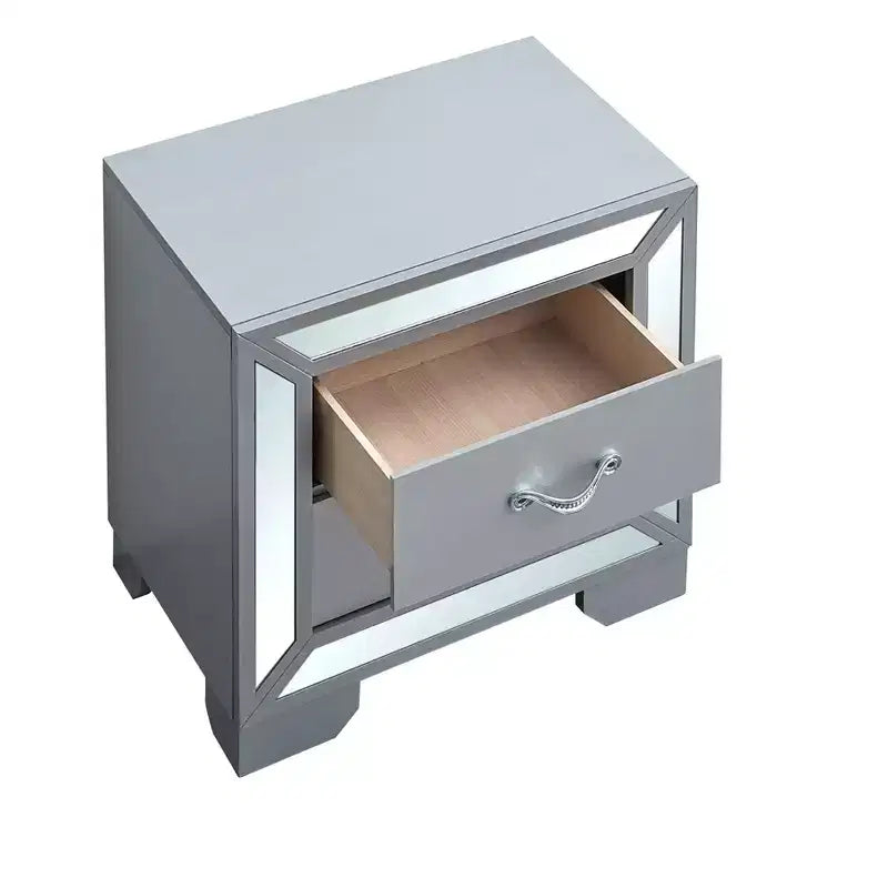 Silver 2-Drawer 24 in. W Nightstand