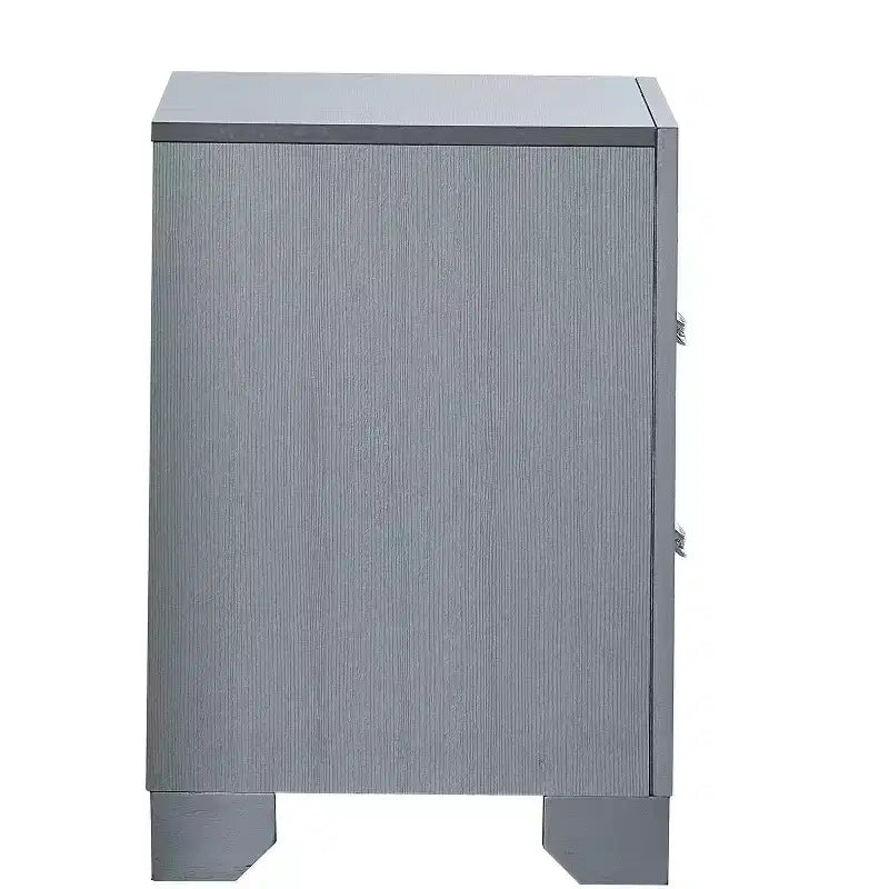 Silver 2-Drawer 24 in. W Nightstand