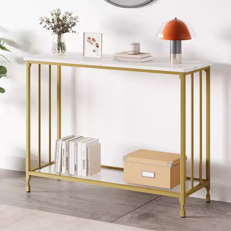 Console Table, Sofa Tables Narrow Entryway Table with Wood Shelf and Metal Frame, 41.5 Behind Couch Table Industrial Hallway Table for Living Room