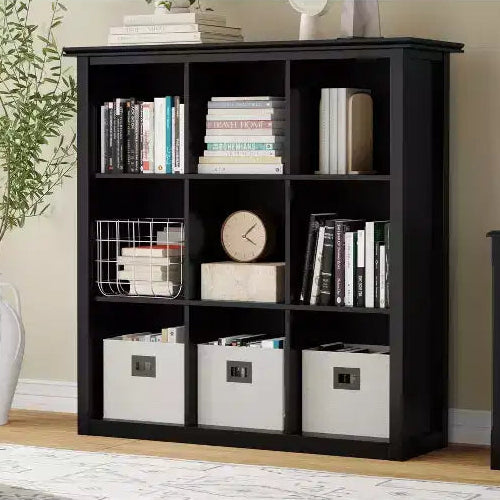 WOOD 45 inch x 43 inch Transitional 9 Cube Bookcase and Storage Unit