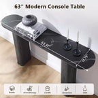 Consolle moderna per ingresso stretta con piano effetto marmo e base scanalata