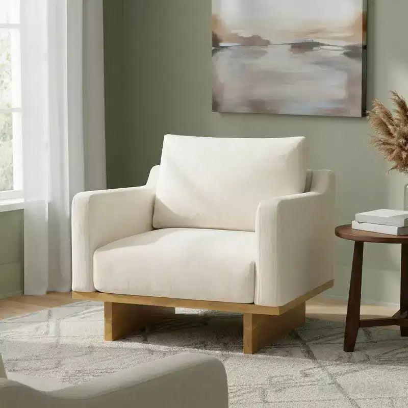 Modern Boucle Upholstered Chair with Soft Cushion