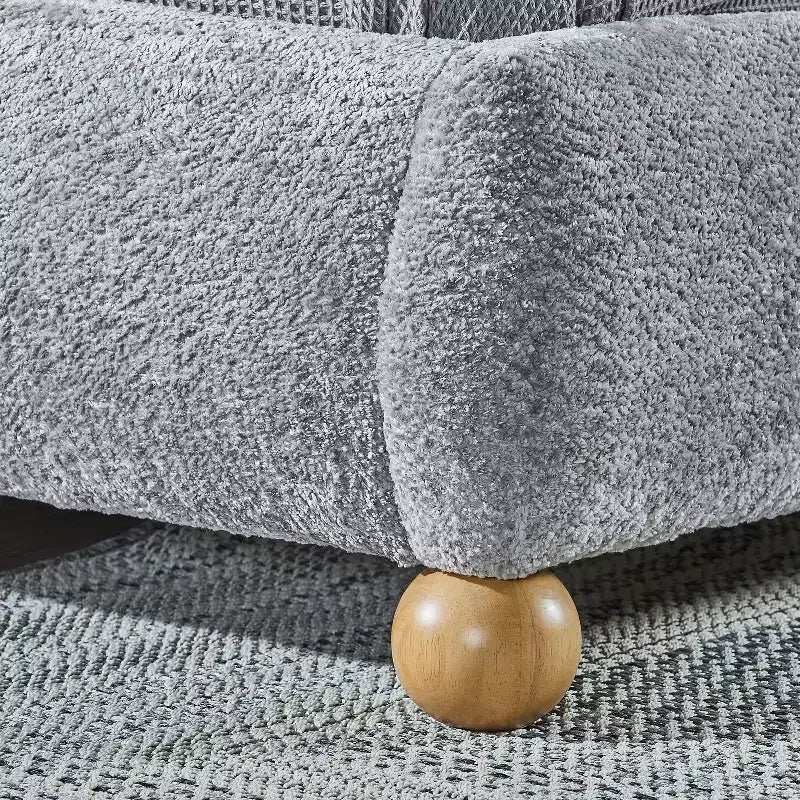 Contemporary Queen Size Upholstered Platform Bed with Bun Feet