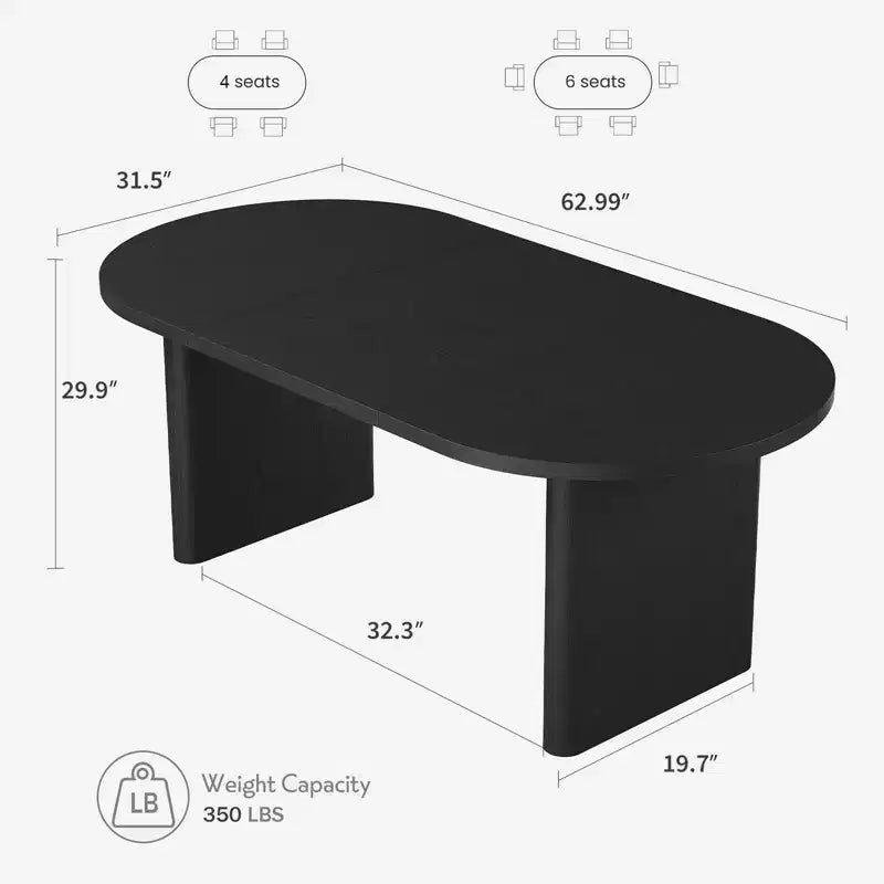 Dining Table Seats 6-8, Kitchen Table, 63 Long, Choose Color for Dining Room or Living Room