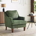 VINGLI Mid-Century Accent Chairs, Green Upholstered Armchair Comfy Sofa Chair Reading Chair High Back Living Room Bedroom Furniture for Apartment