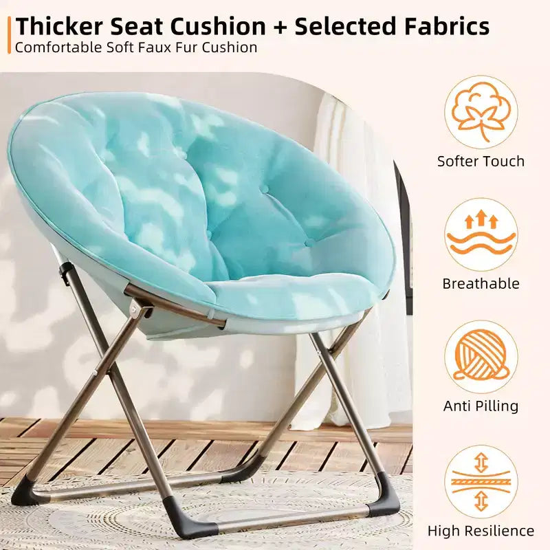 Large Comfortable Flower Chair for Adults, Cotton Cushioned Armchair with Metal Frame for Bedroom, Game Room & Small Spaces