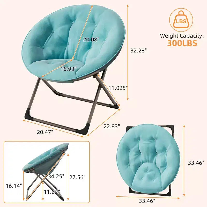 Large Comfortable Flower Chair for Adults, Cotton Cushioned Armchair with Metal Frame for Bedroom, Game Room & Small Spaces