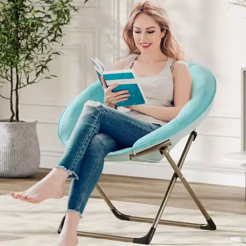 Large Comfortable Flower Chair for Adults, Cotton Cushioned Armchair with Metal Frame for Bedroom, Game Room & Small Spaces