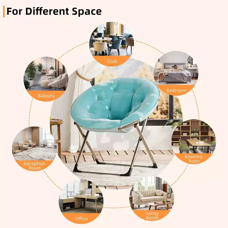 Large Comfortable Flower Chair for Adults, Cotton Cushioned Armchair with Metal Frame for Bedroom, Game Room & Small Spaces