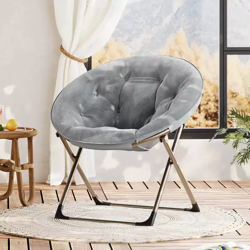 Large Comfortable Flower Chair for Adults, Cotton Cushioned Armchair with Metal Frame for Bedroom, Game Room & Small Spaces