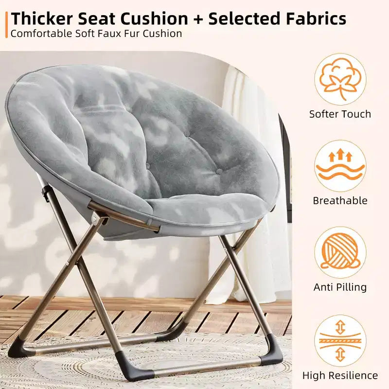 Large Comfortable Flower Chair for Adults, Cotton Cushioned Armchair with Metal Frame for Bedroom, Game Room & Small Spaces