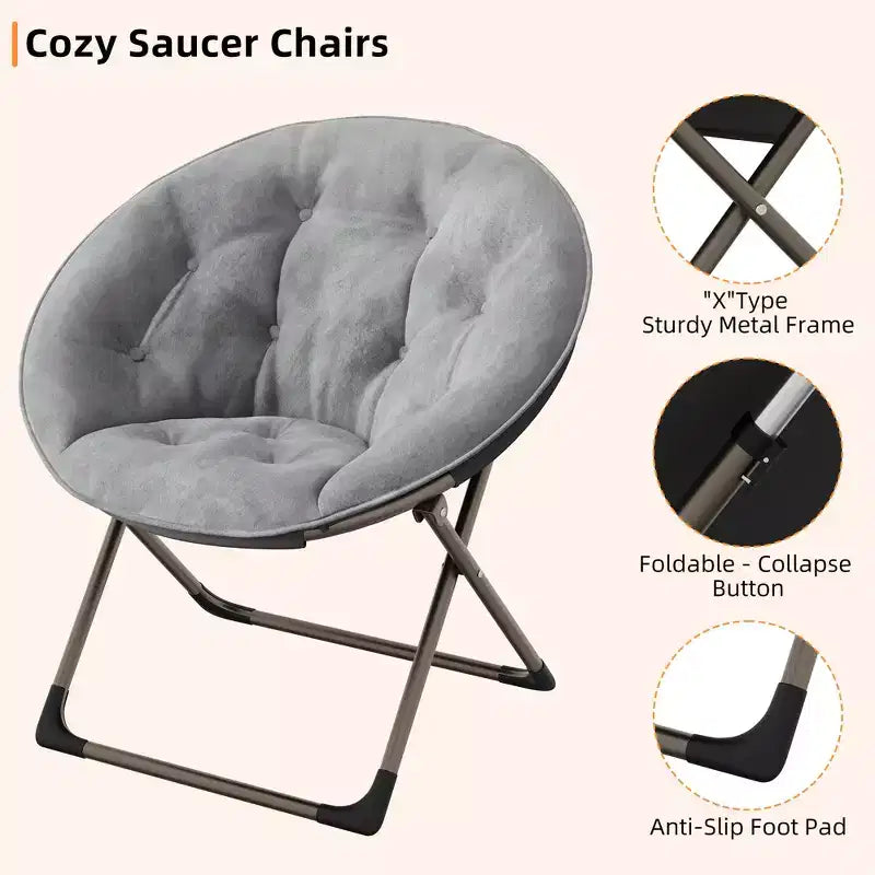 Large Comfortable Flower Chair for Adults, Cotton Cushioned Armchair with Metal Frame for Bedroom, Game Room & Small Spaces