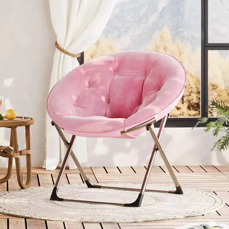Large Comfortable Flower Chair for Adults, Cotton Cushioned Armchair with Metal Frame for Bedroom, Game Room & Small Spaces