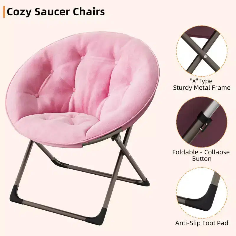 Large Comfortable Flower Chair for Adults, Cotton Cushioned Armchair with Metal Frame for Bedroom, Game Room & Small Spaces