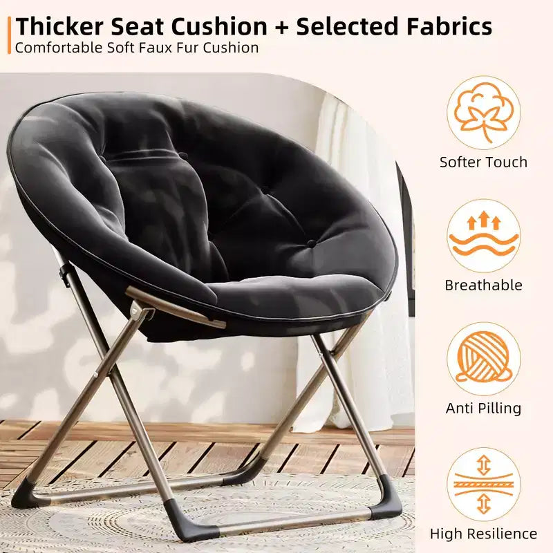 Large Comfortable Flower Chair for Adults, Cotton Cushioned Armchair with Metal Frame for Bedroom, Game Room & Small Spaces